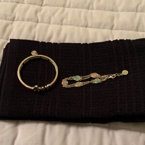 Vera Bradley Gold and Turquoise Bracelet Set